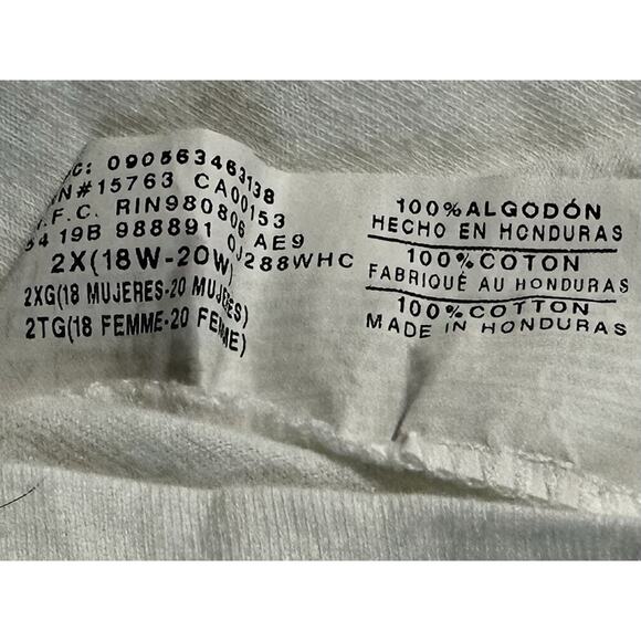 Just My Size Shirt Size 2X White Long Sleeve Crew Neck Pullover Jms - Picture 4 of 5